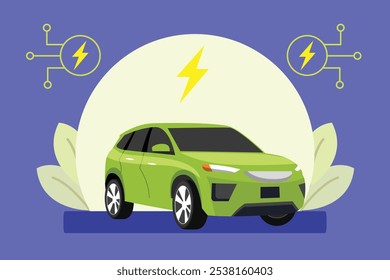 Electric vehicle concept. Colored flat vector illustration isolated.		