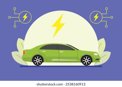 Electric vehicle concept. Colored flat vector illustration isolated.	