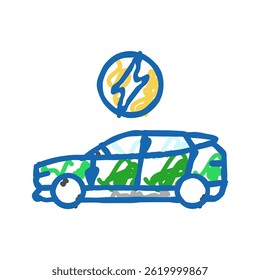 electric vehicle doodle icon sketch vector. electric vehicle sign. isolated symbol illustration