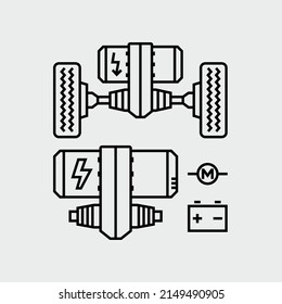 Electric Vehicle Drive Motor Vector Line Icon