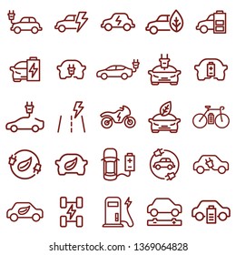 electric vehicle and ecology car - minimal thin line web icon set. simple vector illustration. concept for infographic website or app.