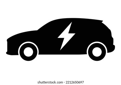 Electric Vehicle with with electricity bolt symbol flat vector icon for transport apps and websites