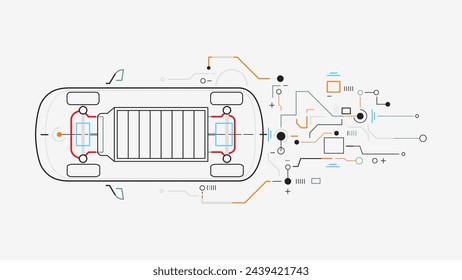 Electric Vehicle ev car battery charging dot line elements abstract vector illustration background