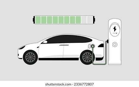 Electric vehicle, Ev car charging vector art for infographic