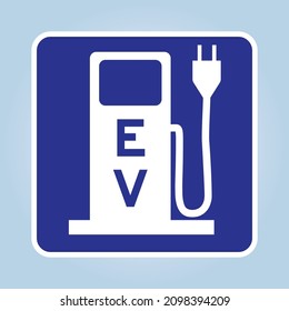 Electric vehicle EV charging station sign.