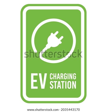 Electric vehicle EV parking and charging station sign.