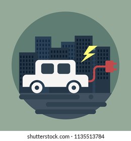 Electric vehicle flat design vector illustration.