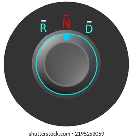 Electric vehicle gear selector sign. Reverse, neutral, drive knob vector illustration.  