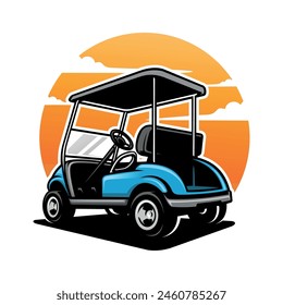 electric vehicle golf cart illustration color vector