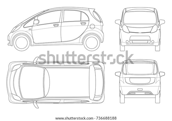 Electric Vehicle Hybrid Car Outline Ecofriendly Stock Vector (Royalty ...