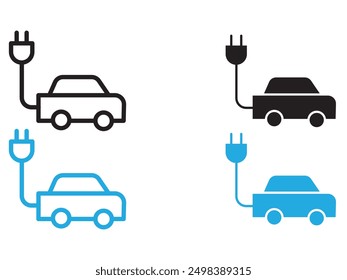 Electric vehicle icon black and white vector outline sign