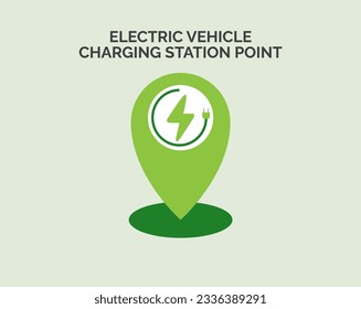 Icono de vehículo eléctrico. Punto de la estación de carga del vehículo eléctrico. Concepto de vehículo ecológico. Ilustración del vector