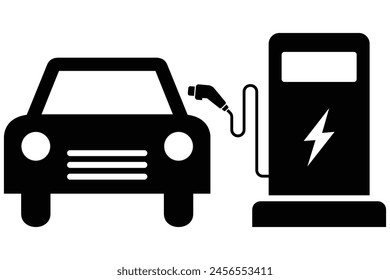 Electric Vehicle icon, Electric vehicle charging station for ecosystem, Renewable Energy and renewable natural gas