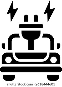 Electric Vehicle Icon Glyph Vector Illustration