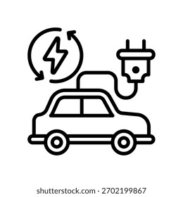 Ilustración vectorial de línea de icono de vehículo eléctrico