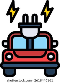 Electric Vehicle Icon Lineal Color Vector Illustration