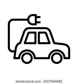 Electric Vehicle Icon Lineal Style Vector Illustration