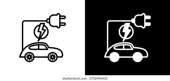 Icono de vehículo eléctrico linemixed Ilustración vectorial