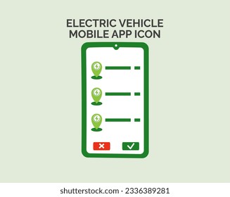 Electric vehicle icon. Electric vehicle mobile app icon. Eco-friendly vehicle concept. Vector illustration