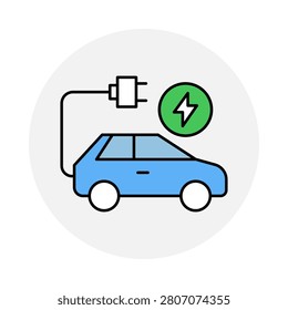 Electric Vehicle icon. Modern zero emission automobile concept representing clean urban transport alternatives. Vector illustration.