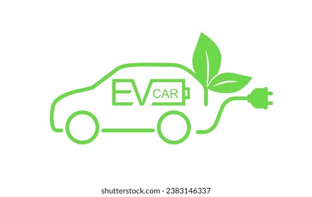 Elektrisches Fahrzeugsymbol mit Stecker. Konzept umweltfreundlicher grüner Energie. Vektorgrafik.