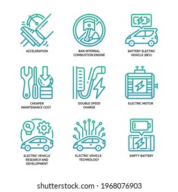 Estilo de gradiente de conjunto de iconos de vehículos eléctricos