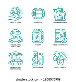 Electric Vehicle Icon Set Gradient Style