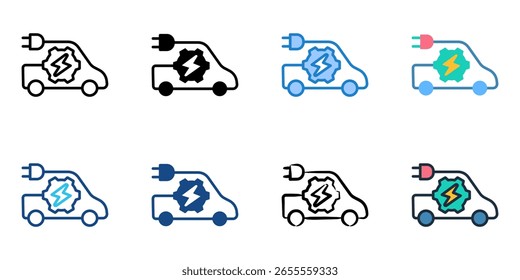 Electric vehicle icon set multiple style collection 
