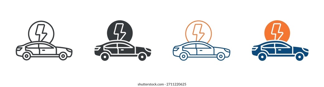 Conjunto de iconos de vehículo eléctrico Colección de estilo múltiple