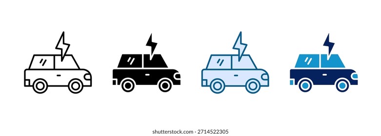 Conjunto de iconos de vehículo eléctrico Colección de estilo múltiple