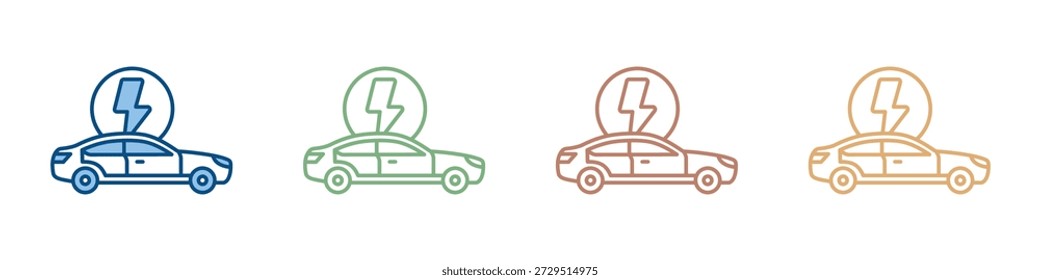 Conjunto de ícones de veículo elétrico Coleção de estilos múltiplos