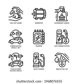 Electric Vehicle Icon Set Outline Style