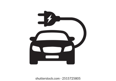 Electric vehicle icon set with plug icon symbol, EV car, Green hybrid vehicles charging point logotype, Eco friendly vehicle concept. Vector illustration, Icons collection
