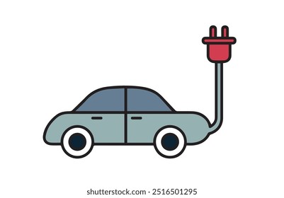 Electric vehicle icon set with plug icon symbol, EV car, Green hybrid vehicles charging point logotype, Eco friendly vehicle concept. Vector illustration, Icons collection