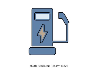 Electric vehicle icon set with plug icon symbol, EV car, Green hybrid vehicles charging point logotype, Eco friendly vehicle concept. Vector illustration, Icons collection