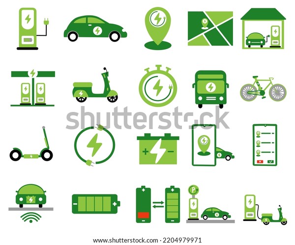 Electric Vehicle Icon Set Vector Ev Stock Vector (Royalty Free ...