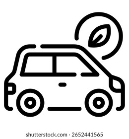 Electric vehicle icon with a stylized car and emission symbol For web, app, infographic, etc