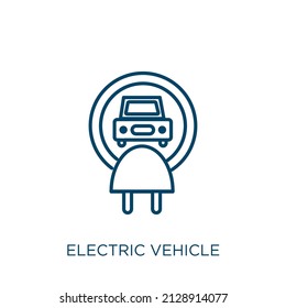 electric vehicle icon. Thin linear electric vehicle outline icon isolated on white background. Line vector electric vehicle sign, symbol for web and mobile