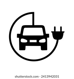 electric vehicle icon vector on white background.electric car icon