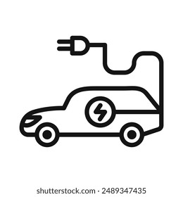 Electric vehicle icon Vector symbol or sign set collection in black and white outline