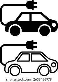 Electric Vehicle Icons Charging Station, Plug-in Car, Eco-Friendly Transportation, Sustainable Mobility, Future of Driving, Clean Energy