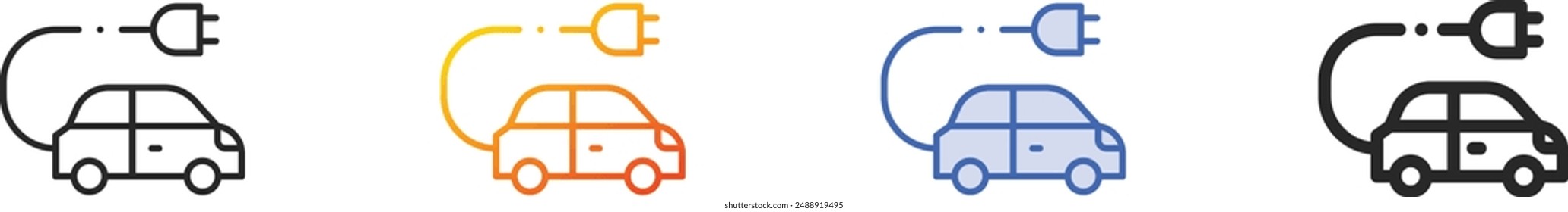 electric vehicle icon.Thin Linear, Gradient, Blue Stroke and bold Style Design Isolated On White Background