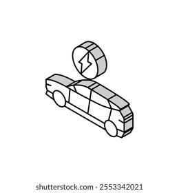 Icono isométrico del vehículo eléctrico. Vector del vehículo eléctrico. ilustración aislada del símbolo