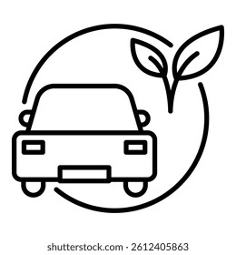 Electric vehicle line vector icon designed with editable stroke. Represents electric vehicles, green transportation, clean energy and environmental responsibility.