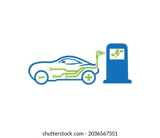 Electric vehicle logo design creative modern vector template.