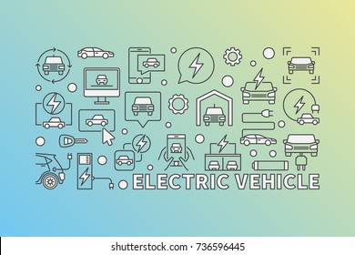 Electric Vehicle Colorful Illustration Vector Ev Stock Vector (Royalty ...