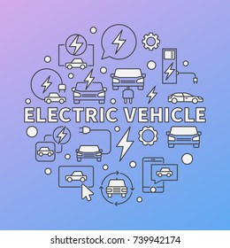 Electric Vehicle modern round illustration - vector EV concept circular symbol