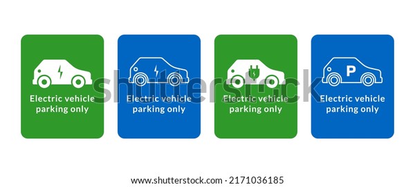 Electric vehicle parking only signboard.\
Vector illustration.