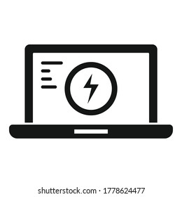 Electric vehicle repair laptop icon. Simple illustration of electric vehicle repair laptop vector icon for web design isolated on white background