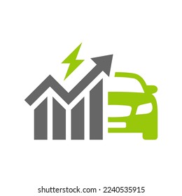 Electric vehicle running costs icon. Electric car. EV. Cost of living. Price growth. Vector icon isolated on white background.